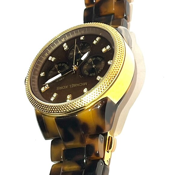 Michael Kors Gold/Tortoise Watch MK5038 Day Date Chronograph main image 11